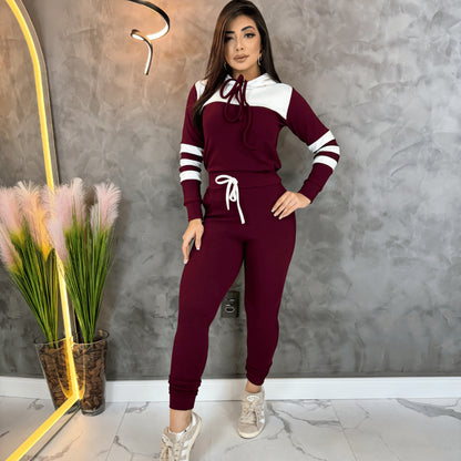 Conjunto Feminino Com Capuz Agasalho Inverno Look Para o Frio