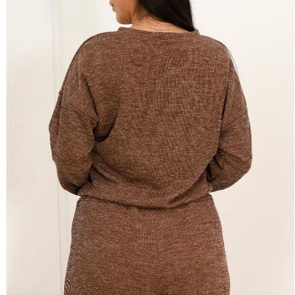 Conjunto Femenino Lanzinha Ribi canelada 2 Peças Blusa e Pantalona plus size