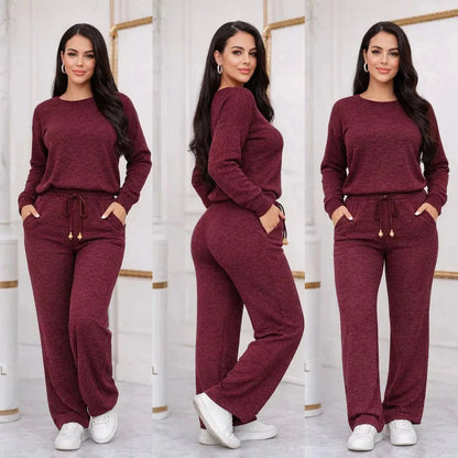 Conjunto Feminino Longo em Tricot (Blusa + Calça) | PROMOÇÃO DE INVERNO